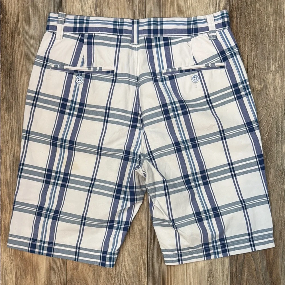 Islandia Clothing Co. Classic Blue and White Plaid Flat Front Shorts Size 32 - Picture 3 of 7